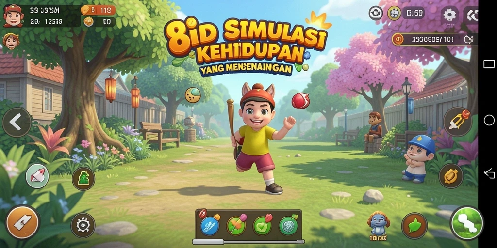 Tampilan gameplay <strong>8ID</strong> yang penuh warna dan kreatif.