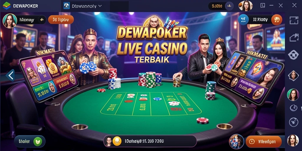 Screenshot DEWAPOKER menampilkan dealer profesional dalam permainan Live Casino.