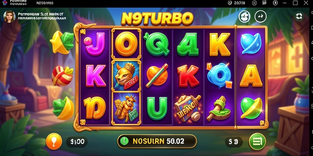 Tampilan gameplay seru dari N9TURBO yang penuh warna.