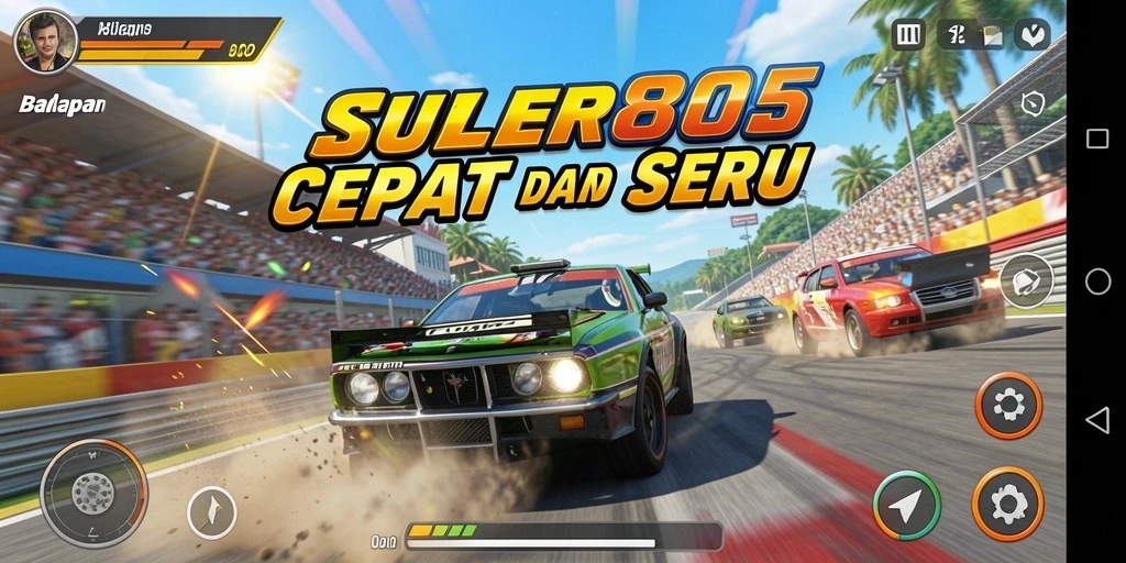 Gameplay balapan yang seru dan menantang dari SUPER805.
