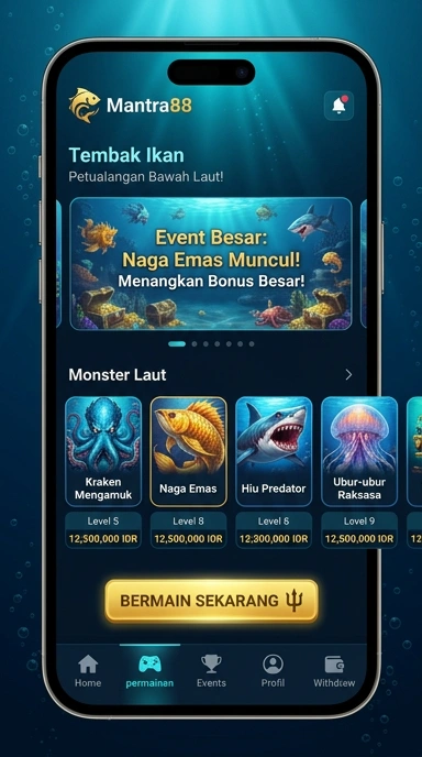 Menu kategori di aplikasi mantra88 yang memudahkan pencarian.